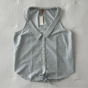 NWT Anthropologie Pilcro Tie-Front Buttondown Seersucker Tank, size S